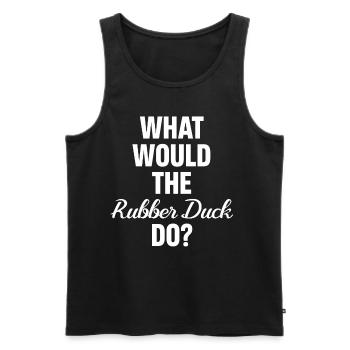 What would the rubber duck do? Squeezy Party - Men's Premium Organic Tank Top - black - Front - AI Model Male 178 light (178cm)