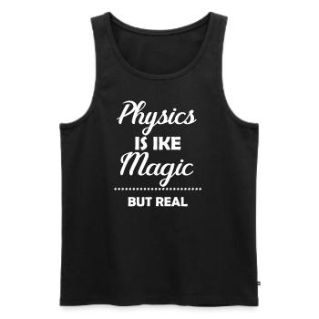 Physics is like magic, but real chemistry. - Men's Premium Organic Tank Top - black - Front - AI Model Male 178 light (178cm)