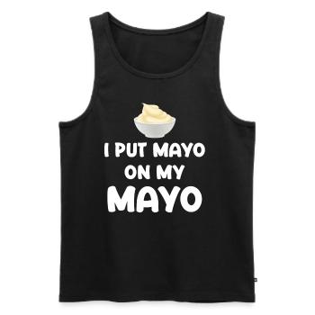 J’applique de la mayonnaise à ma mayonnaise Mayo Funny - Débardeur bio Premium Homme - noir - Devant - Michal (187cm)