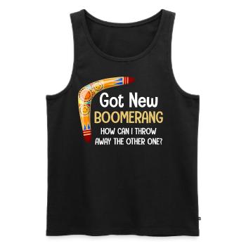 I have a new boomerang. How can I use the - Men's Premium Organic Tank Top - black - Front - AI Model Male 178 light (178cm)