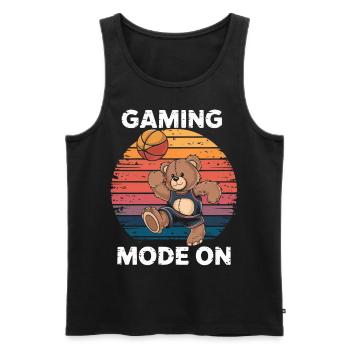 Teddy Bear Playing Basketball Vintage - Men's Premium Organic Tank Top - black - Front - Michal (187cm)