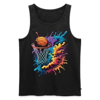 Bunte Basketball Tie Dye Farbe Splash Hoop Net - Männer Premium Bio Tank Top - Schwarz - Vorne - Michal (187cm)