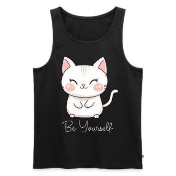 Cat Be Yourself Be Yourself Love Motivation - Men's Premium Organic Tank Top - black - Front - AI Model Male 178 light (178cm)