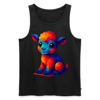 WPAP Polygon Kawaii Stil Baby Schaf Lamm - Männer Premium Bio Tank Top - Schwarz - Vorne - Michal (187cm)