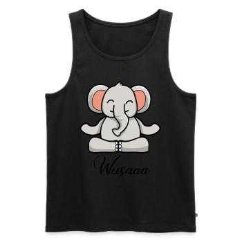 Auszeit Durchatmen Wusaaa Elefant - Männer Premium Bio Tank Top - Schwarz - Vorne - Michal (187cm)