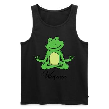Auszeit Durchatmen Wusaaa Frosch - Männer Premium Bio Tank Top - Schwarz - Vorne - Michal (187cm)