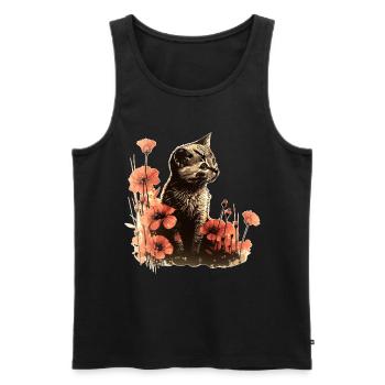 Katze Katzenliebhaber Katzenhalter Geschenkidee - Männer Premium Bio Tank Top - Schwarz - Vorne - Michal (187cm)