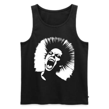 Screaming Punkrocker with Mohican Anarchy Punk - Men's Premium Organic Tank Top - black - Front - AI Model Male 178 light (178cm)