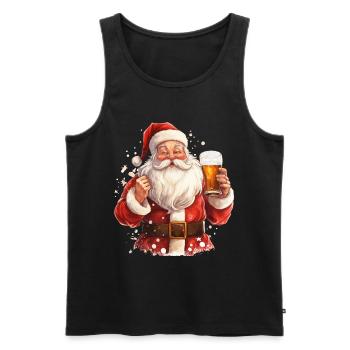 Père Noël Bière Noël Cheers Humour Drôle - Débardeur bio Premium Homme - noir - Devant - Michal (187cm)