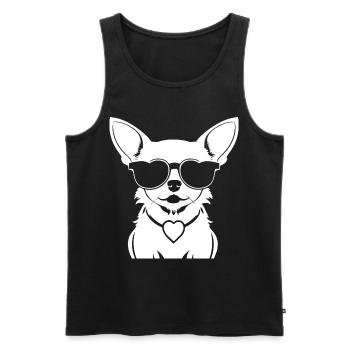 Chihuahua drôle portant des lunettes de soleil Chihuahuas - Débardeur bio Premium Homme - noir - Devant - Michal (187cm)