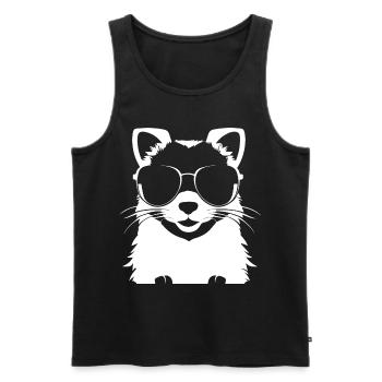 Frettchen mit Sonnenbrille Coole Frettchen - Männer Premium Bio Tank Top - Schwarz - Vorne - Michal (187cm)