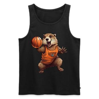Basketball Murmeltier - Männer Premium Bio Tank Top - Schwarz - Vorne - Michal (187cm)