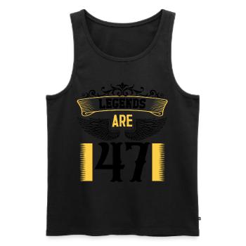 Legends are 47 years old, birthday 47 - Men's Premium Organic Tank Top - black - Front - AI Model Male 178 light (178cm)