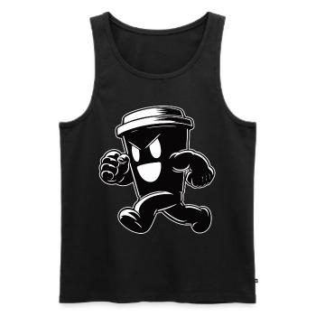 Funny Running Coffee Mug – For Coffee Lovers - Men's Premium Organic Tank Top - black - Front - AI Model Male 178 light (178cm)