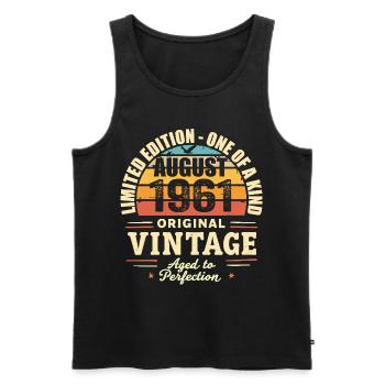 August 1961 Geburtstag August 1961 - Männer Premium Bio Tank Top - Schwarz - Vorne - Michal (187cm)