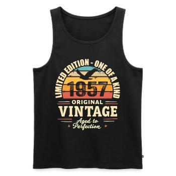 Birthday Gift 1957 Vintage 1957 Retro 1957 - Men's Premium Organic Tank Top - black - Front - AI Model Male 178 light (178cm)