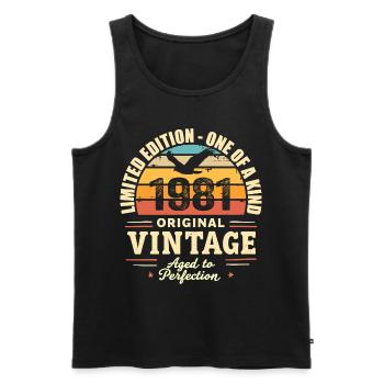 Geburtstagsgeschenk 1981 Jahrgang 1981 Retro 1981 - Männer Premium Bio Tank Top - Schwarz - Vorne - AI Model Male 178 light (178cm)