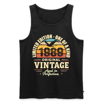 1989 Geburtstagsgeschenk Jahrgang 1989 Retro 1989 - Männer Premium Bio Tank Top - Schwarz - Vorne - Michal (187cm)