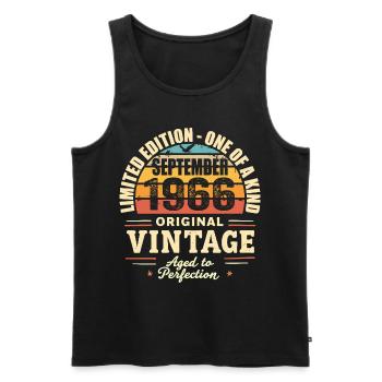 September 1966 Gift 1966 Vintage September 1966 - Men's Premium Organic Tank Top - black - Front - AI Model Male 178 light (178cm)