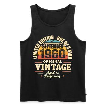September 1960 Gift 1960 Vintage September 1960 - Men's Premium Organic Tank Top - black - Front - Michal (187cm)