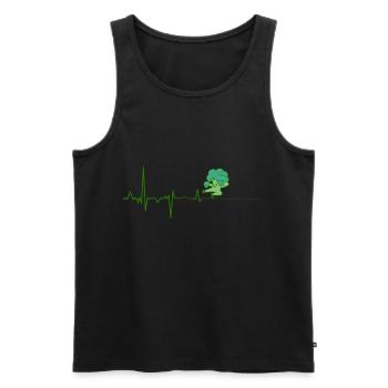 Broccoli Heartbeat Gift Vegan Vegetarian - Men's Premium Organic Tank Top - black - Front - Michal (187cm)