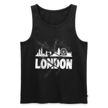 London England UK Stadt Skyline Schrift Grunge - Männer Premium Bio Tank Top - Schwarz - Vorne - Michal (187cm)