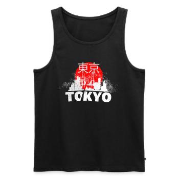 Tokyo Japon Asie Ville Skyline Police Grunge - Débardeur bio Premium Homme - noir - Devant - AI Model Male 178 light (178cm)