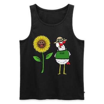Jardinier Poulet Poule Tournesol Horticulture Pépinière - Débardeur bio Premium Homme - noir - Devant - Michal (187cm)