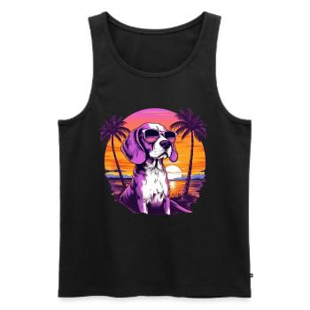 Beagle with sunglasses on the beach retro - Men's Premium Organic Tank Top - black - Front - AI Model Male 178 light (178cm)