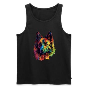 Colorful Belgian-tervuren dog - Men's Premium Organic Tank Top - black - Front - Michal (187cm)