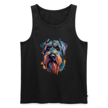 Bunter Riesenschnauzer - Männer Premium Bio Tank Top - Schwarz - Vorne - Michal (187cm)