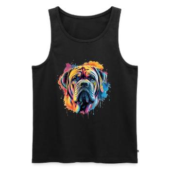 Chien Mastiff coloré - Débardeur bio Premium Homme - noir - Devant - Michal (187cm)
