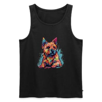 Bunter Norwich-Terrier-Hündin - Männer Premium Bio Tank Top - Schwarz - Vorne - Michal (187cm)