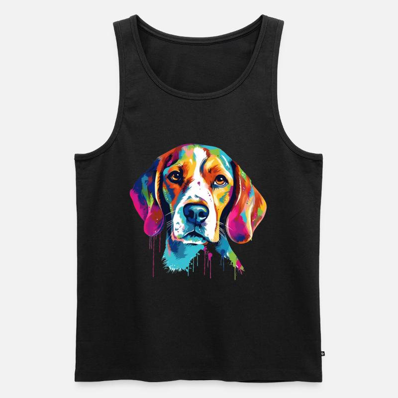 Bunter Beagle - Männer Premium Bio Tank Top - Schwarz