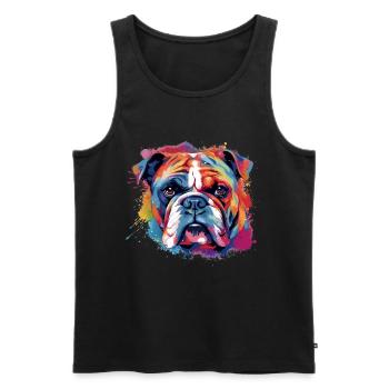 Bouledogue coloré - Débardeur bio Premium Homme - noir - Devant - Michal (187cm)