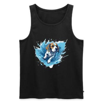 Beagle Dock-Diving into Water - Men's Premium Organic Tank Top - black - Front - AI Model Male 178 light (178cm)