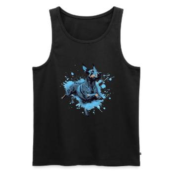 Dobermann Dock-Tauchen ins Wasser - Männer Premium Bio Tank Top - Schwarz - Vorne - AI Model Male 178 light (178cm)