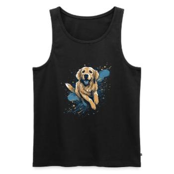 Golden-retriever Dock-Plongée dans l’eau - Débardeur bio Premium Homme - noir - Devant - AI Model Male 178 light (178cm)