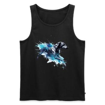Whippet Dock-Diving into Water - Men's Premium Organic Tank Top - black - Front - AI Model Male 178 light (178cm)