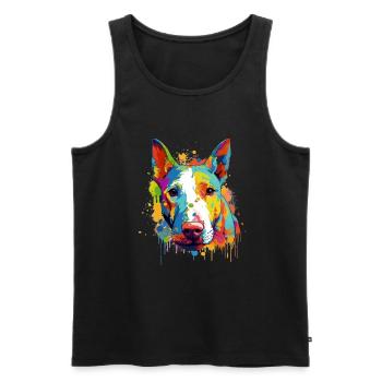 Buntes Bullterrier-Kunstdesign - Männer Premium Bio Tank Top - Schwarz - Vorne - AI Model Male 178 light (178cm)