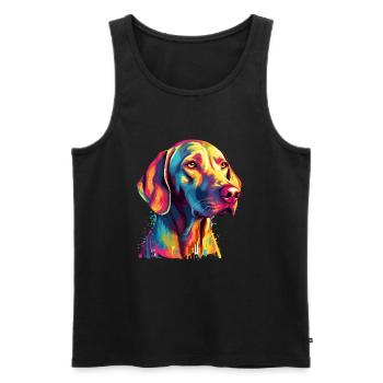 Buntes Weimaraner Kunstdesign - Männer Premium Bio Tank Top - Schwarz - Vorne - AI Model Male 178 light (178cm)