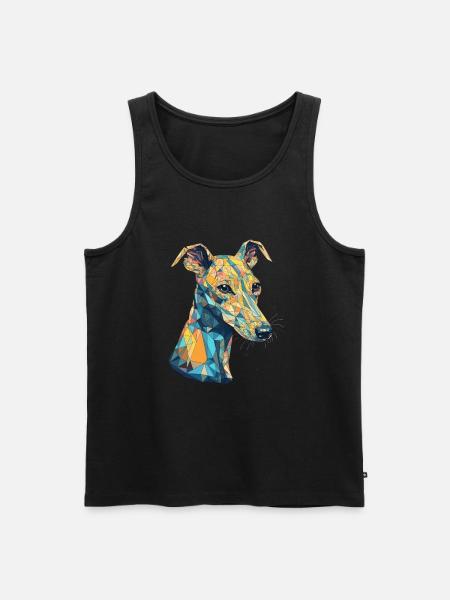 Buntes Whippet-Kunstdesign - Männer Premium Bio Tank Top - Schwarz
