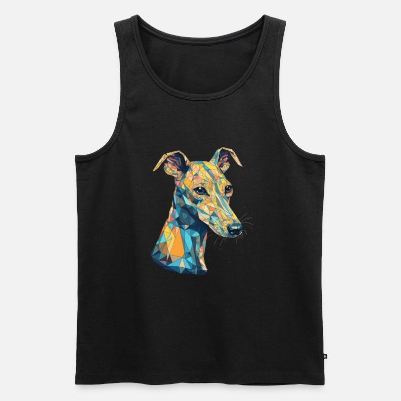 Buntes Whippet-Kunstdesign - Männer Premium Bio Tank Top - Schwarz