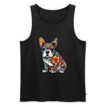 Colorful French-bulldog art design - Men's Premium Organic Tank Top - black - Front - AI Model Male 178 light (178cm)