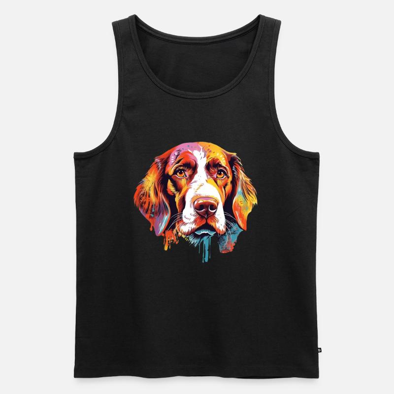 Bunter Epagneul Breton - Männer Premium Bio Tank Top - Schwarz