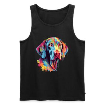 Bunter Weimaraner - Männer Premium Bio Tank Top - Schwarz - Vorne - AI Model Male 178 light (178cm)