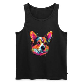 Colorful Corgi art design - Men's Premium Organic Tank Top - black - Front - Michal (187cm)