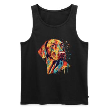 Bunter Vizsla - Männer Premium Bio Tank Top - Schwarz - Vorne - Michal (187cm)