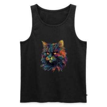 Chat persan coloré - Débardeur bio Premium Homme - noir - Devant - AI Model Male 178 light (178cm)