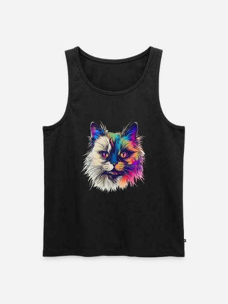 Bunte Birmakatze - Männer Premium Bio Tank Top - Schwarz